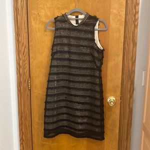J.Crew Black and Beige fringed cocktail dress